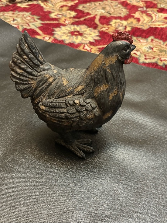 Other - Vintage Black Chicken Garden Figurine W/ Gold Accents
